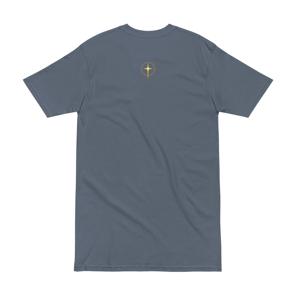 No Darkness Co text tee | T-Shirt, small gold cross back print