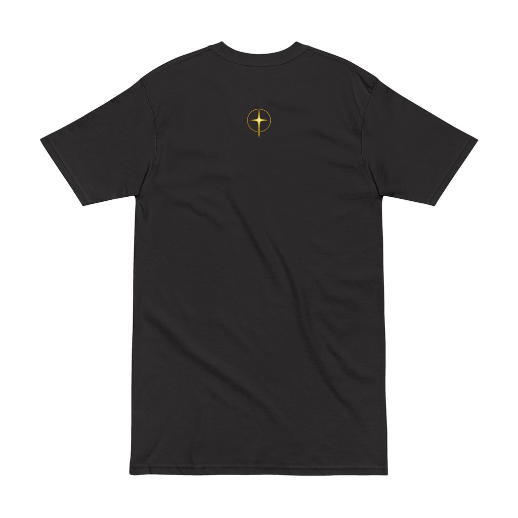 No Darkness Co text tee | T-Shirt, small gold cross back print