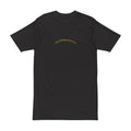 No Darkness Co text tee | T-Shirt, small gold cross back print